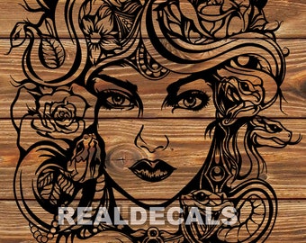 PNG SVG DXF File Medusa Mythological Creature Tattoo Stencil Silhouette for Cricut - Vinyl Cutter
