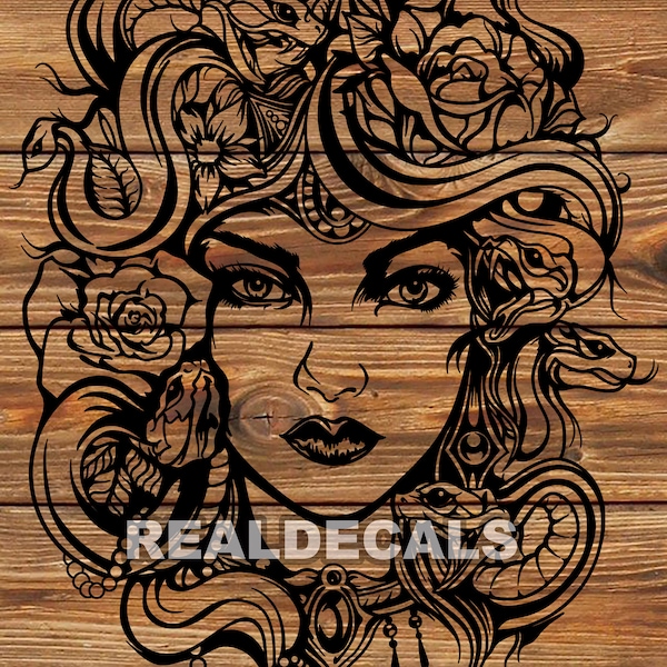 PNG SVG DXF File Medusa Mythological Creature Tattoo Stencil Silhouette for Cricut - Vinyl Cutter