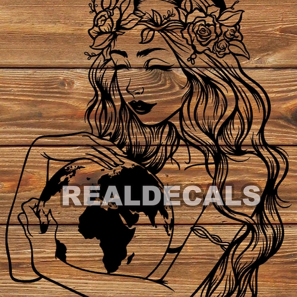 PNG SVG DXF File - Mother Nature - Goddess Of Earth - Tattoo Stencil for Cricut - Vinyl Cutter