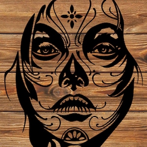 PNG SVG DXF File  Day Of The Dead Girl - All Saints Day - All Souls Day - Sugar Skull - Stencil for Cricut - Vinyl Cutter