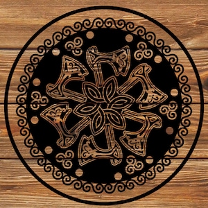 PNG SVG File Valkyrie Viking Warrior Shield Circle Design Tattoo Stencil for Cricut - Vinyl Cutter