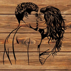 Archivo PNG SVG - Fresco - Joven - Pareja - Besos - Amantes - Plantilla de tatuaje para Cricut - Cortador de vinilo