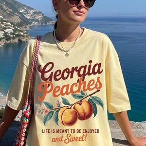 Georgia Peaches PNG, Sweet Girly Summer Sublimation, Distressed Vintage Patriotic Design, Southern USA Fruit Graphic, Trendy Summer Vibes