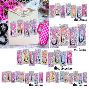 Custom School Occupation PNG Bundle, Back to School Png, Teacher Sped Para Counselor Png, Preppy First Day of School Png, Custom Teacher Png