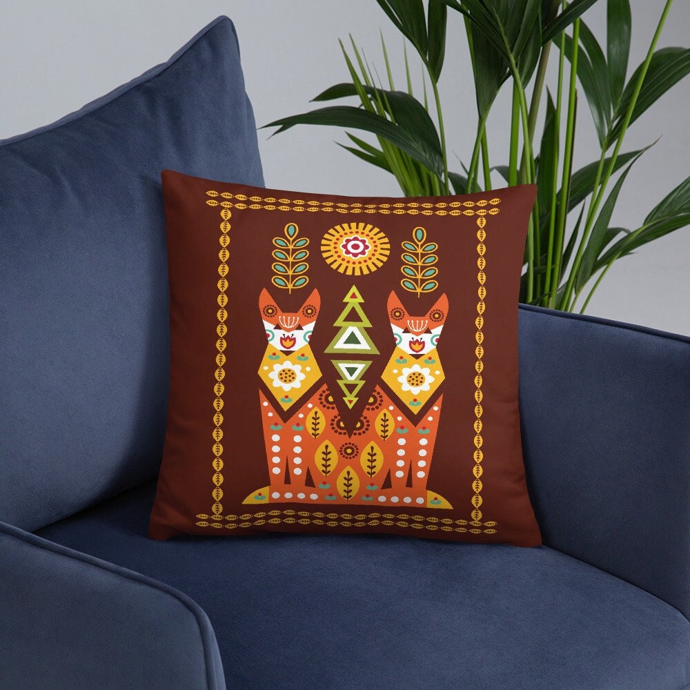 Oreiller d'art Populaire Scandinave, Oreiller de Lancer d'animaux Nordiques, Art Suédois Animaux For