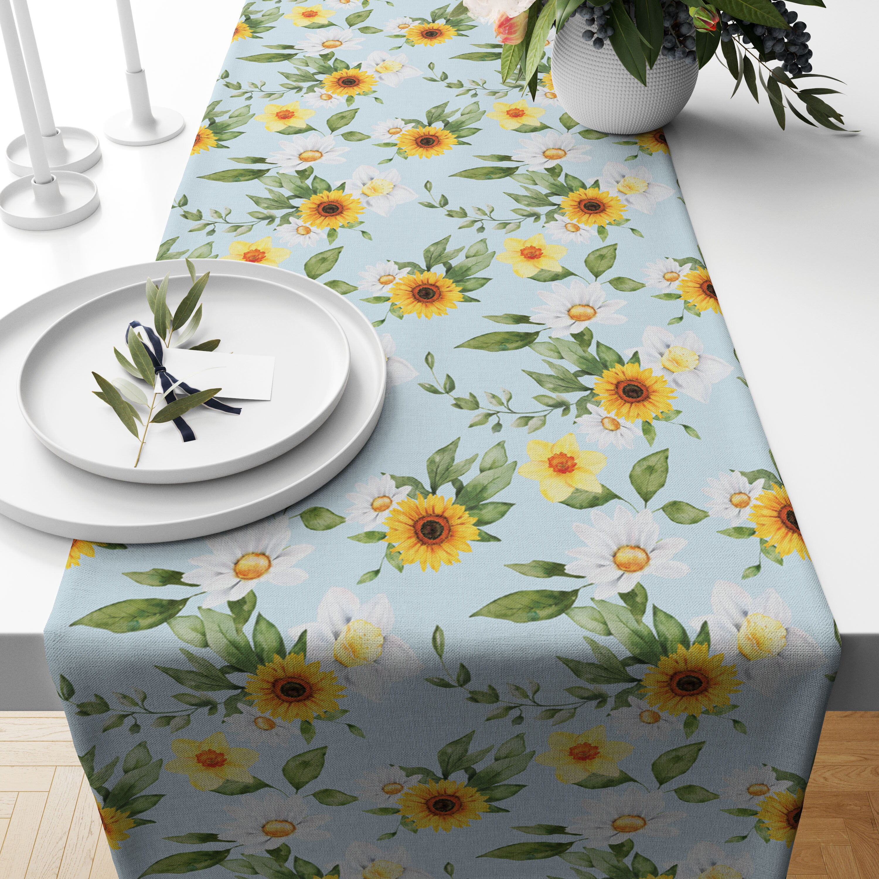 Chemin de Table Inspiré Par Les Jours Ensoleillés Du Printemps, Salle à Manger Cuisine Fleurie Chemi