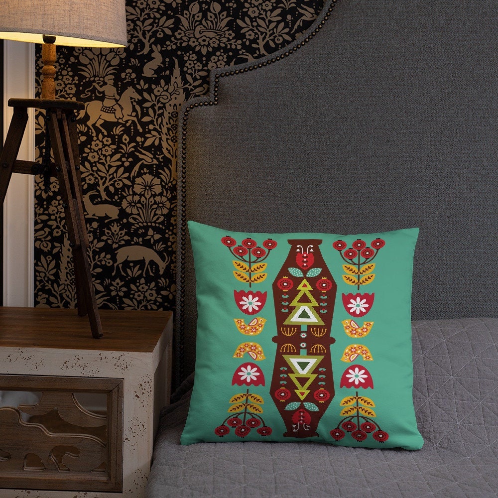 Oreiller d'art Populaire Scandinave, Oreiller de Lancer d'animaux Nordiques, Art Suédois Animaux For