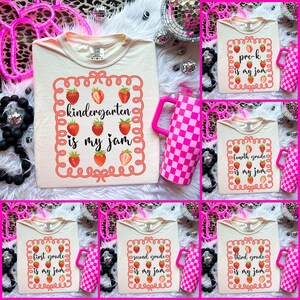 Kindergarten Is My Jam Bundle Png, Teacher Sublimation Design, Back to School Graphic, First Day Coquette Teacher Shirt, Girl Sublimation