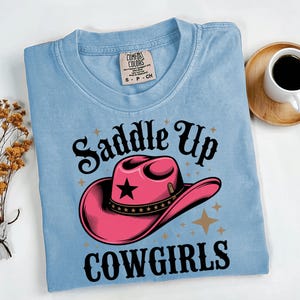 Saddle Up Cowgirls PNG, Western Rodeo Sublimation Design, Retro Cowgirl Clipart, Country Girl Graphic, Digital Wild West File