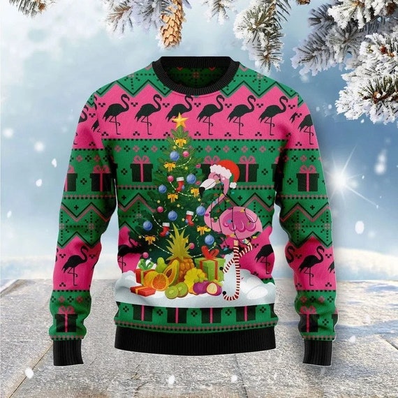 flamingo christmas sweater