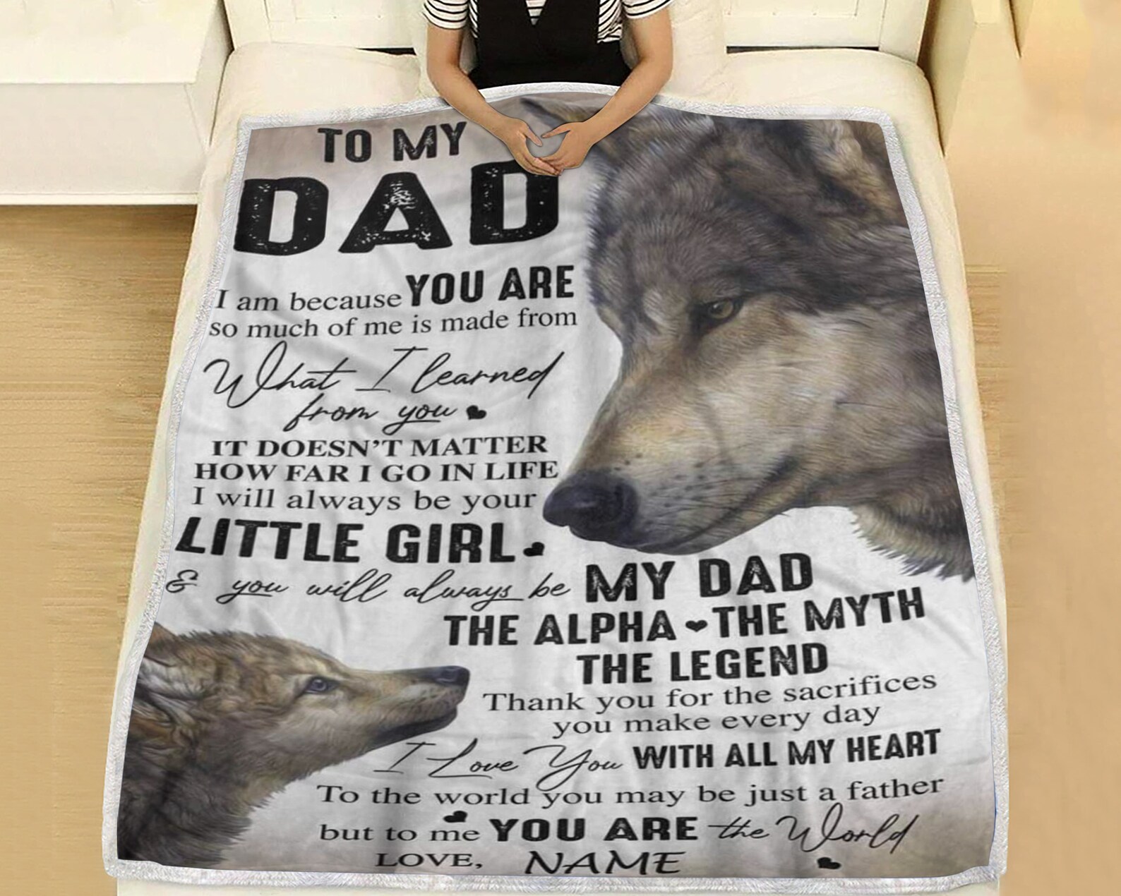 To My Dad Blanket Daddy Blanket Wolf Blanket Wolf Dad Etsy