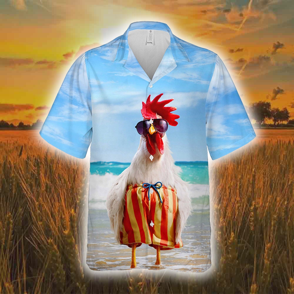 Chicken Rooster Tropical Pineapple Hawaiian Shirt
