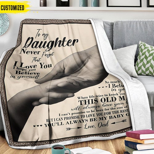 Gift to My Daughter Blanket From Dad Mom Custom Throw Etsy