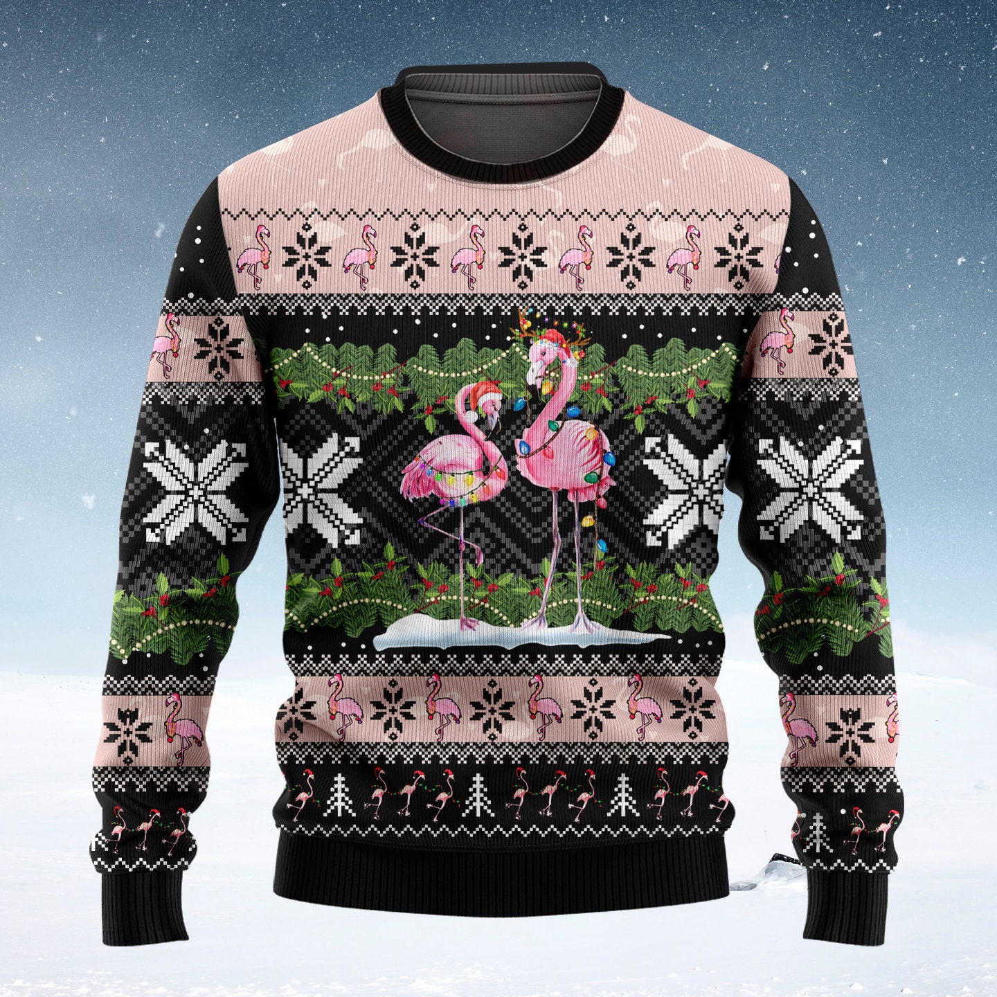 Pink Flamingos Christmas Lights Ugly Sweatshirt Christmas - Etsy UK