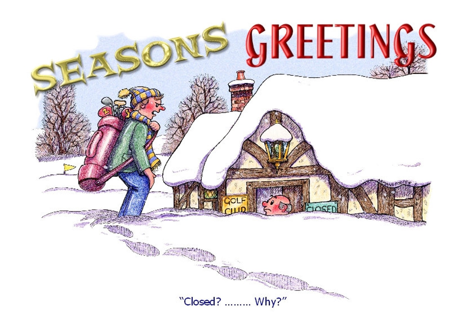 Christmas Golfing Humour Cartoon A5 Funny Greeting Card de Etsy