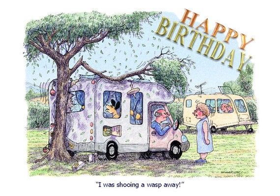 Happy Birthday Motorhome Caravanning Humour Cartoon A5 Funny | Etsy