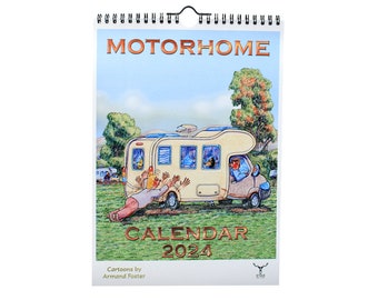 Motorhome Motor Home Humour Cartoon Funny 2024 Wall Calendar - Cartoons by Armand Foster