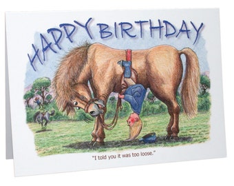 Happy Birthday Funny Horse Images Happy Birthday Horse & Ponies Cartoon A5 Funny Blank Greeting - Etsy Finland