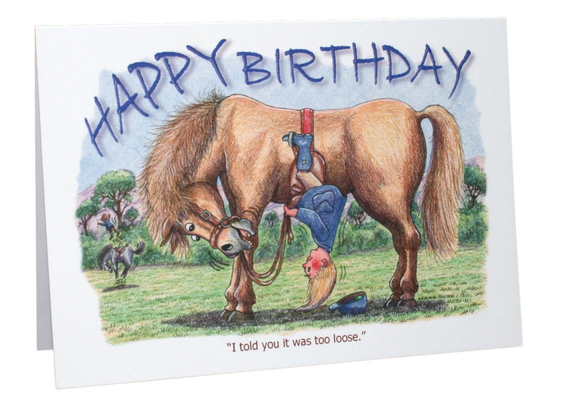 Happy Birthday Horse & Ponies Cartoon A5 Funny Blank Greeting - Etsy