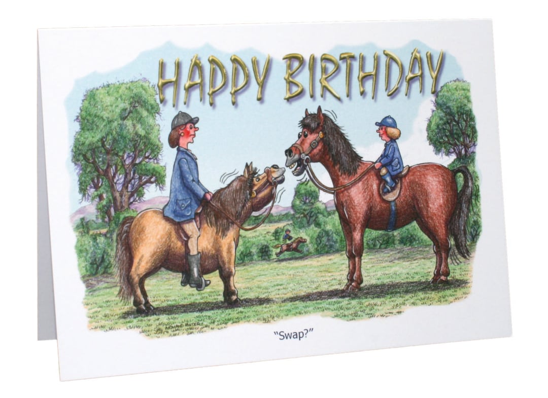 HAPPY BIRTHDAY HORSE & PONIES HUMOUR CARTOON A5 GREETING CARD BY ARMAND FOSTER - View #11