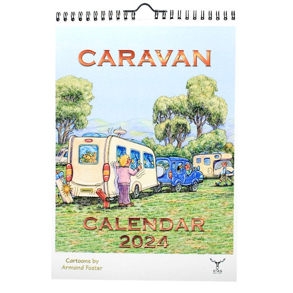 Caravana Caravaning Humor Dibujos animados divertidos Calendario de pared 2024 - Dibujos animados de Armand Foster