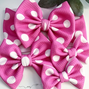 Pink with white polka dots bow/baby headwrap