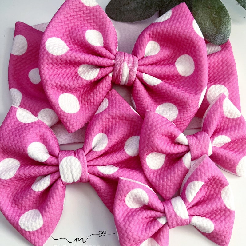Pink Polka Dot Bow - Etsy
