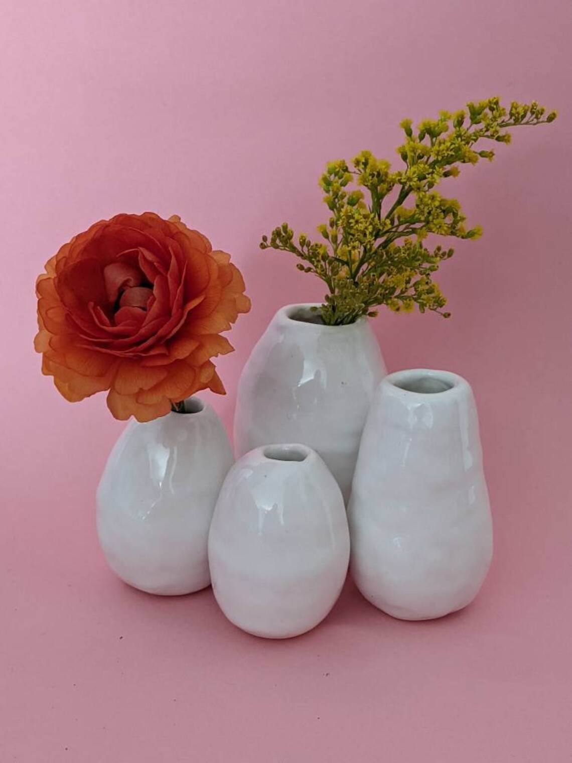 Handmade Ceramic Bud Vase/ Small Vase/ Pink/ White / Blue / Etsy
