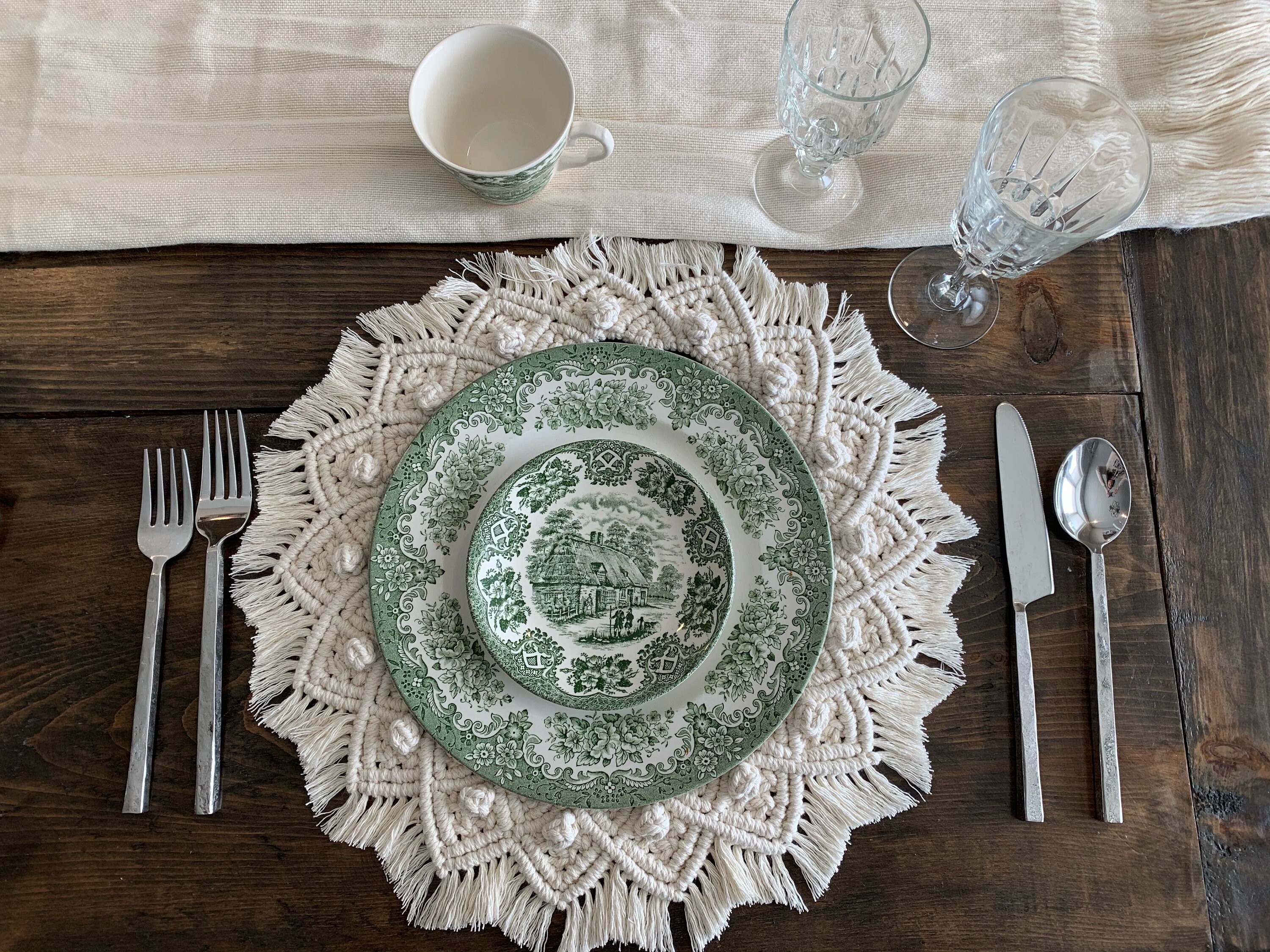 Macrame Charger Plate Macrame Placemat Wedding Charger Etsy