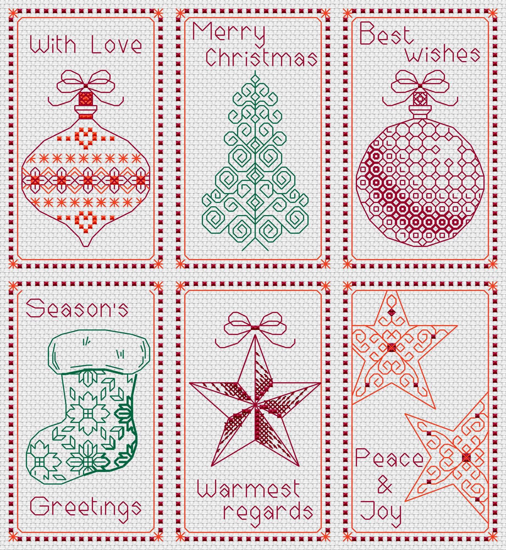 Kit Punto Croce Biglietti Natale - Set 3 Con Filati DMC, Tessuto Aida 14 Ct, Per Principianti