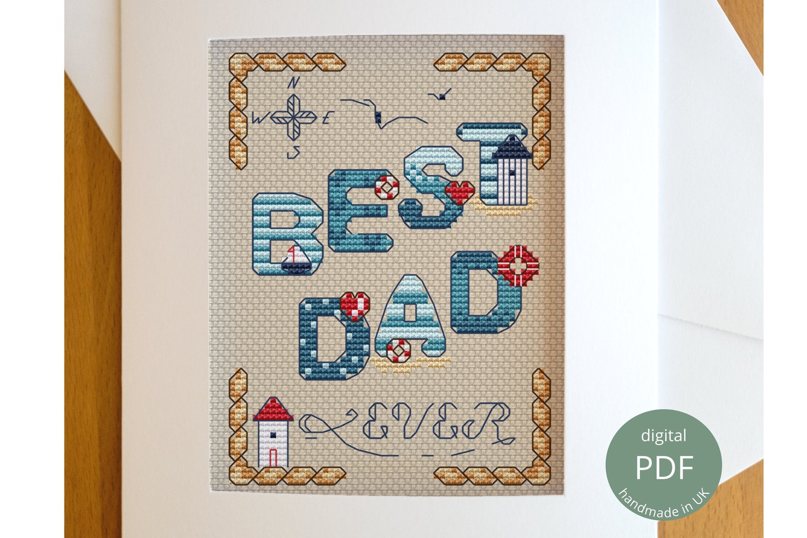 Best Dad Cross Stitch Card Pattern / Digital PDF Embroidery Etsy