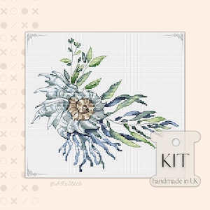 Seashell CROSS STITCH KIT, Beach Sea Ocean Themed Embroidery Pattern and Threads, Cute Easy to Follow Counted Needlework Chart for Summer