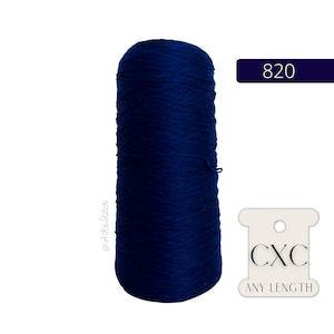May include: A spool of dark blue thread with the label "CXC ANY LENGTH" and the number "820" on a blue background.