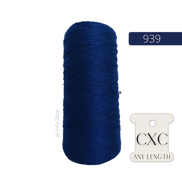 CXC 939 Fil à broder bleu marine foncé au mètre, longueurs coupées de 1 mètre, lot de 40 x 1 mètre, fil de point de croix, cône complet, couleurs assorties DMC