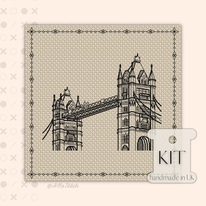 Rund um die Welt "London" Kreuzstich Kit PDF Chart, Blackwork Stickmuster eines berühmten englischen Wahrzeichens, für Fortgeschrittene Handarbeiten für Erwachsene"