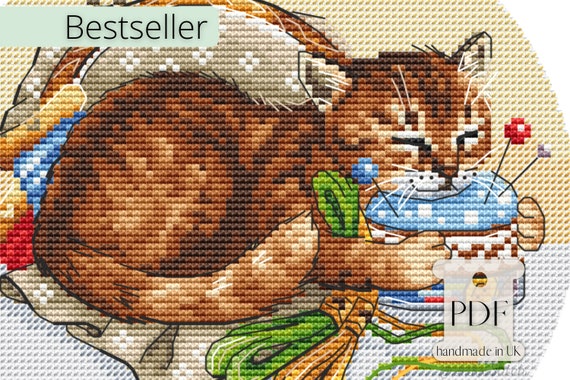 Cat CROSS STITCH PDF Pattern My Stitching Assistant Craft - Etsy