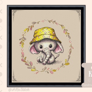 Kit punto croce contato elefante bambino, idea artistica per ricamo a parete per bambini o bambine, annuncio di nascita fai da te tema giungla pastello