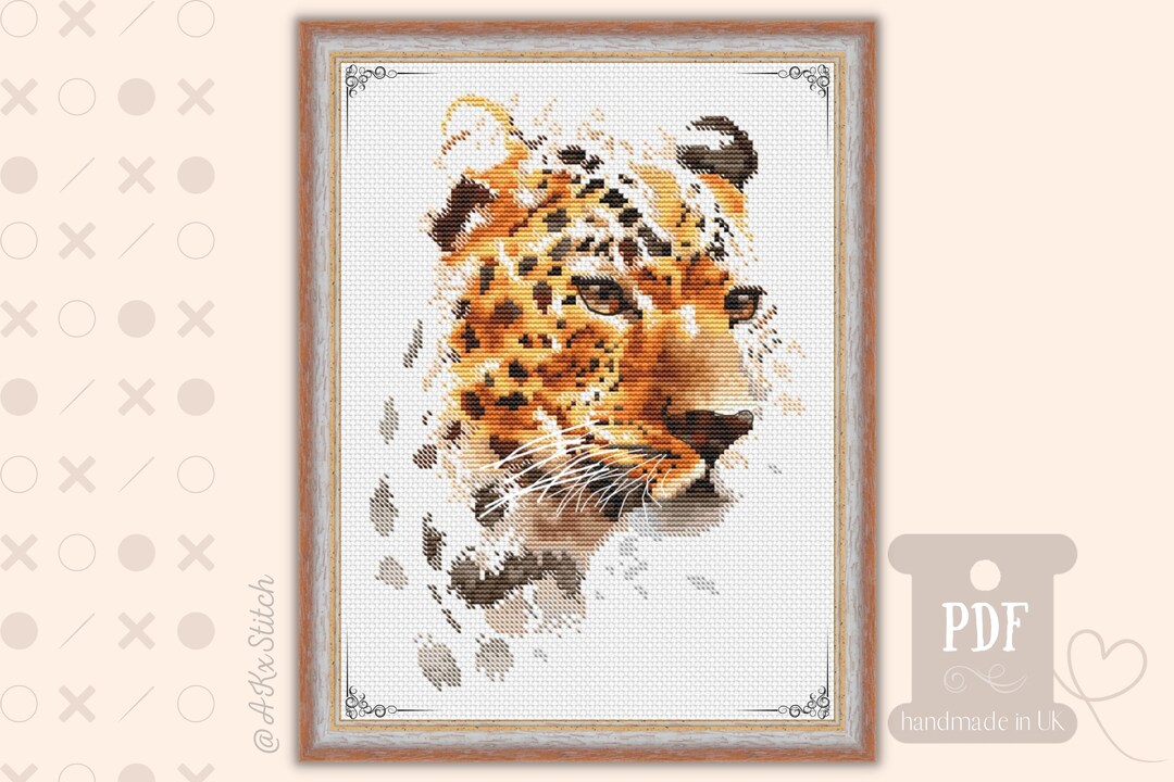 Jaguar Cross Stitch PDF Instant Digital Download Chart, Cheetah Jungle ...