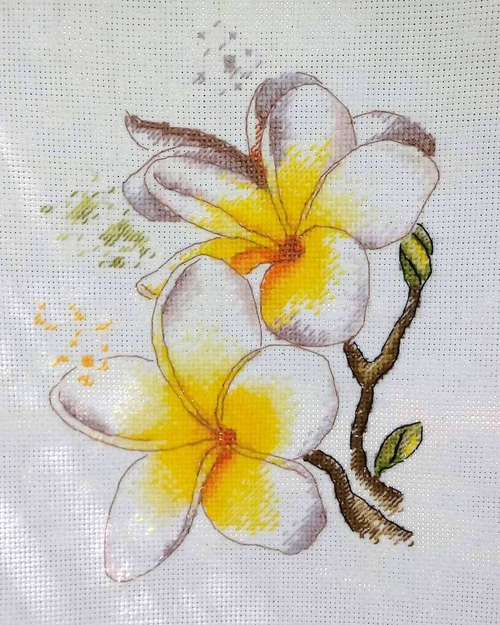 Plumeria Flower Cross Stitch Chart PDF / Minimalist Line Art Style
