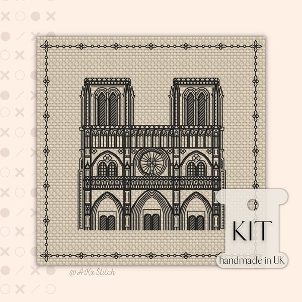 Around the World "Paris" Cross Stitch Kit PDF Chart, Blackwork Embroidery Pattern of Famous French Landmark, Advanced Needlework Adult Stitc
