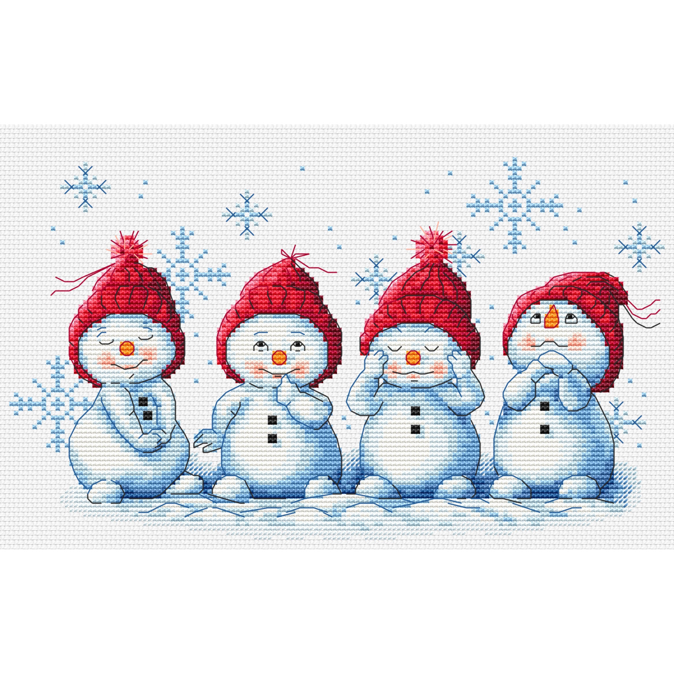 Little Snowmen Cross Stitch Kit PDF / Cute Christmas
