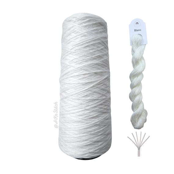 Filo Per Punto Croce CXC Blanc | Abbinato Al DMC | Cotone Mouliné Tagliato Al Metro | Matassa Da 100 Metri (12,5 Matasse) | Colore Bianco