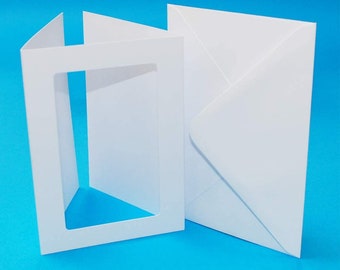 Craft UK Aperture Cards & Envelopes A5 Smooth White Tri-Fold Rectangle, C5 300 gsm Card Blanks And Matching Envelope | 8x6" 21x15cm