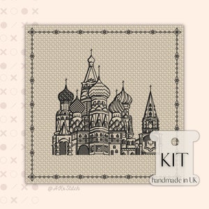 Kit de point de croix « Saint-Pétersbourg » du monde entier, grille PDF, motif de broderie au noir du célèbre monument russe, couture avancée
