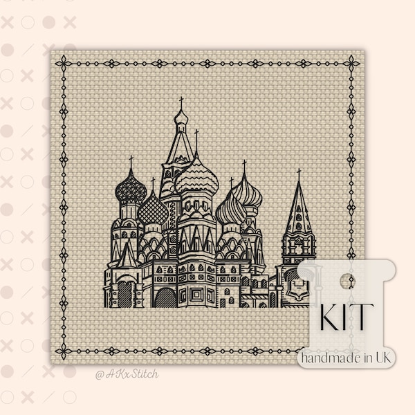 Around the World "St. Petersburg" Cross Stitch Kit PDF Chart, Blackwork Embroidery Pattern of Famous Russian Landmark, Advanced Needlework