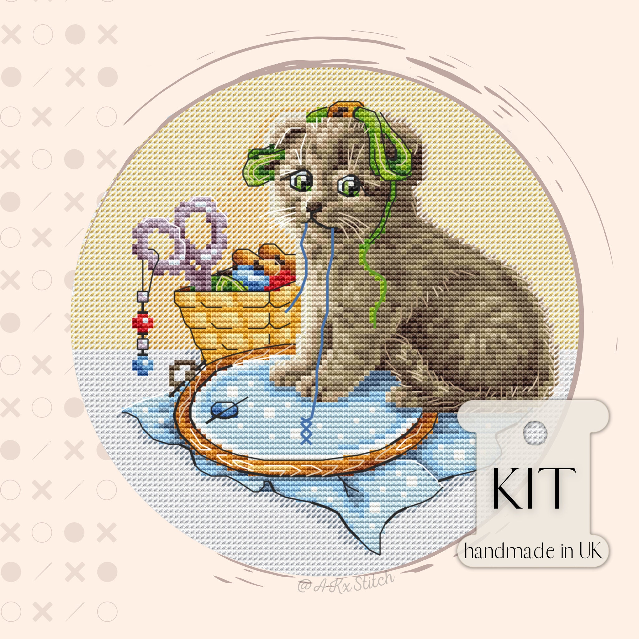 Cross Stitch Kit Delightfully Naughty, Ferret, Pet 