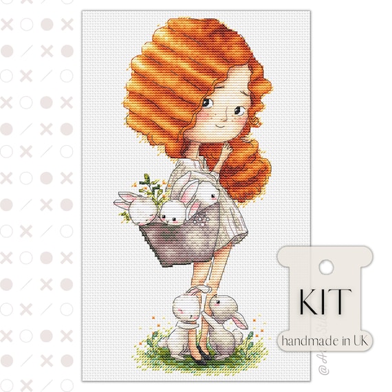 Modern Cross Stitch Kit Orange Cat Beginners Embroidery With Counted Pattern  for Kids and Adults DIY Handmade Wall Decor for Nursery 