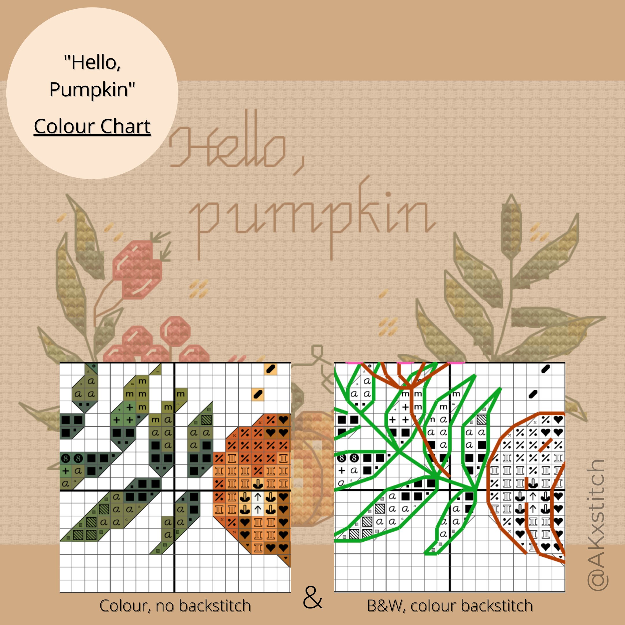 Hello Pumpkin Kreuzstich-Set Mit DMC-Garn – Herbstkranz, Für Türschild Oder Wanddekoration