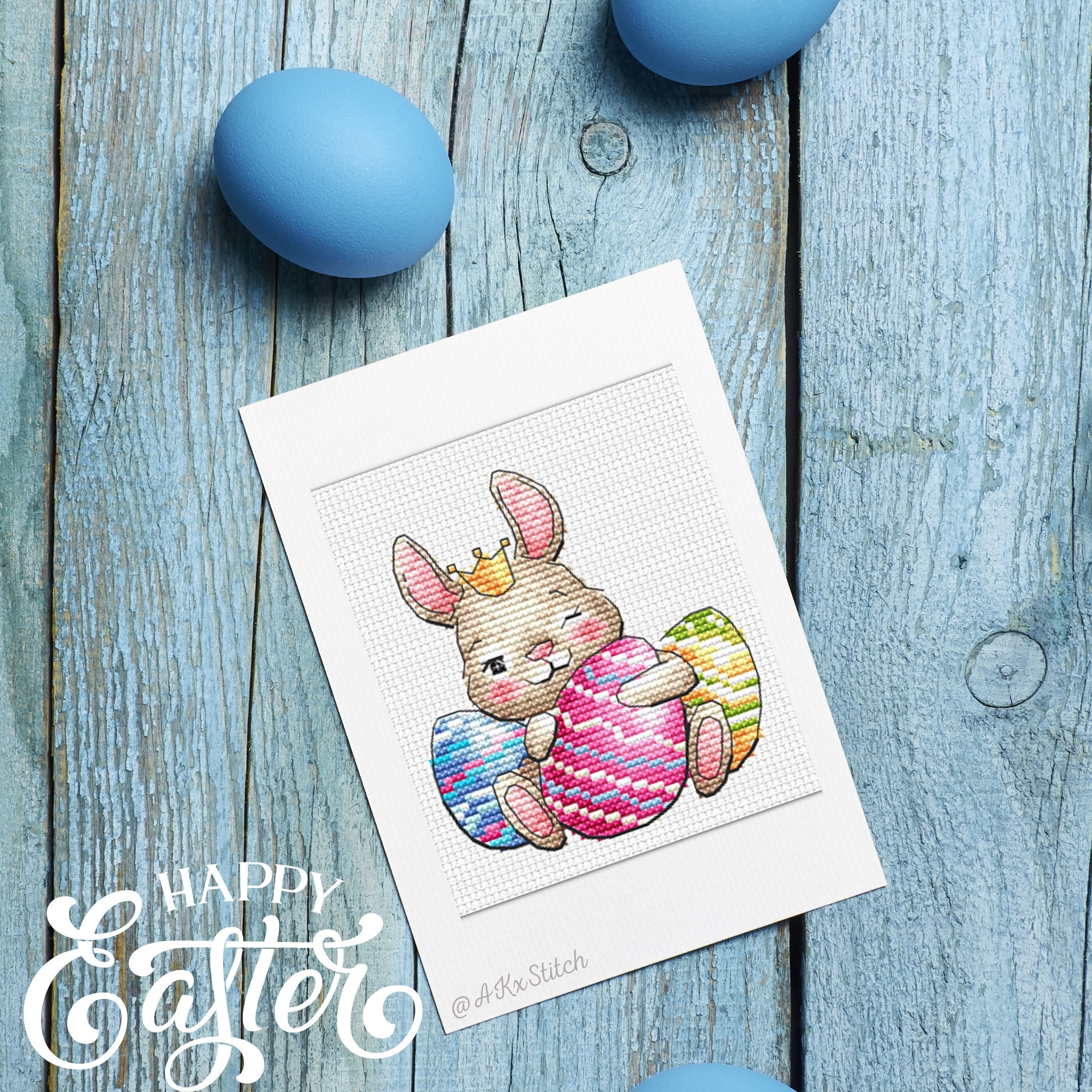 Easter Bunny Princess Chocolate Egg Cross Stitch KIT PDF Chart ...