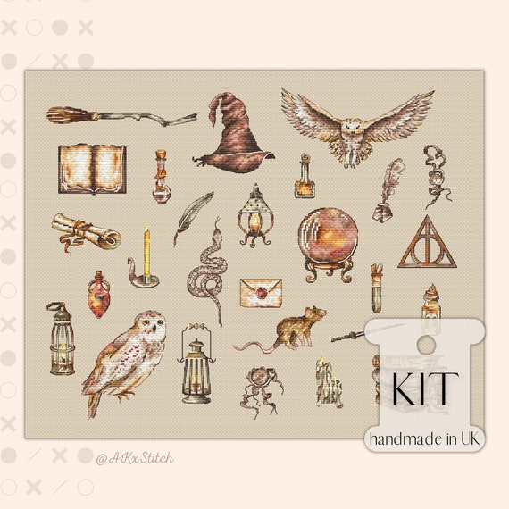 Personalized.Design Counted Cross Stitch Kits - Harry Potter: Magical  Creatures and Objects - Set of 5 DIY Embroidery Bookmarks